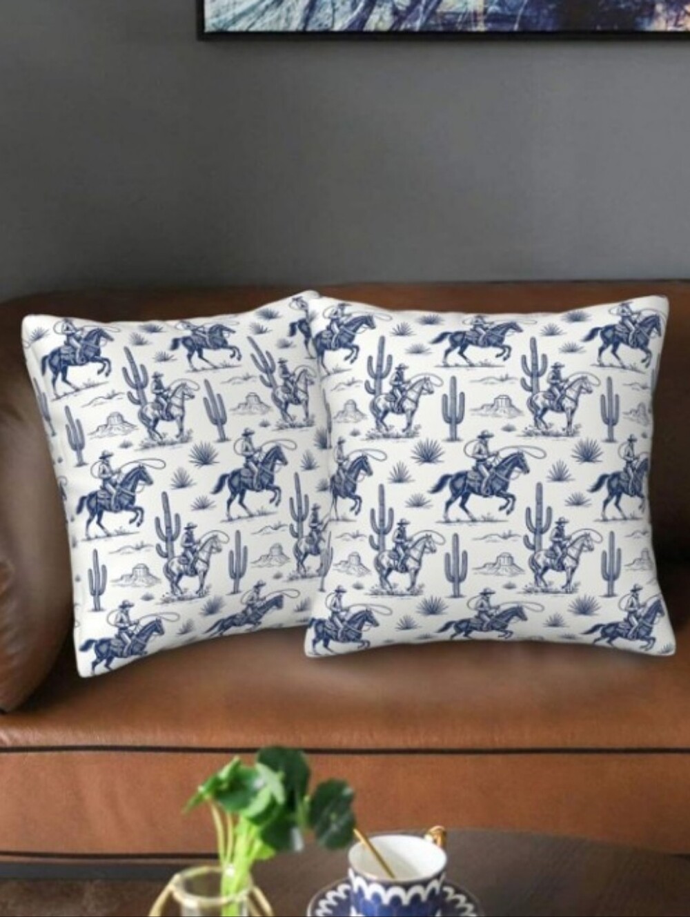 NEW! Set Of 2 Western Cowboy Throw Pillow Covers 18x18